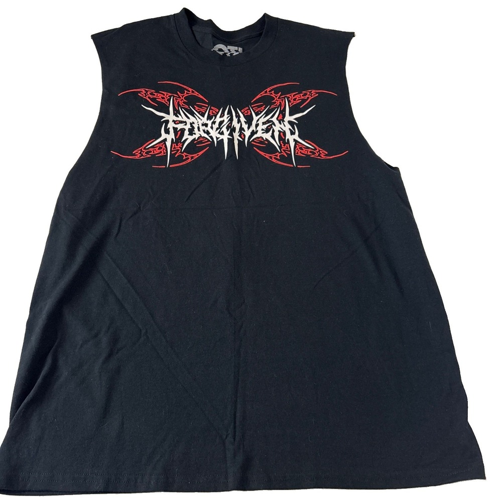 OTL On The Low Sinners Rise Saints Fall Graphic Cut Off Tee Sleeveless Black M
